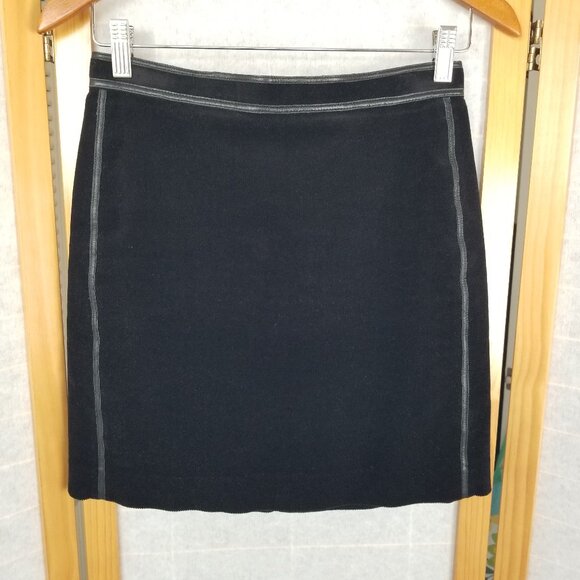 Vivienne Tam Black Corduroy Mini Skirt Leather Trim Size Small - Picture 1 of 5